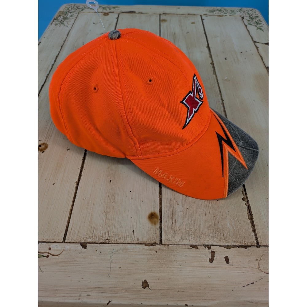 Maxim Crane Works Hat Mens OSFA Orange Camo Adjustable Baseball Cap Hunting NWOT - Picture 2 of 8